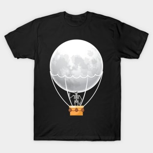 Skeleton Airship Rock On Moon swing halloween Concerts T-Shirt